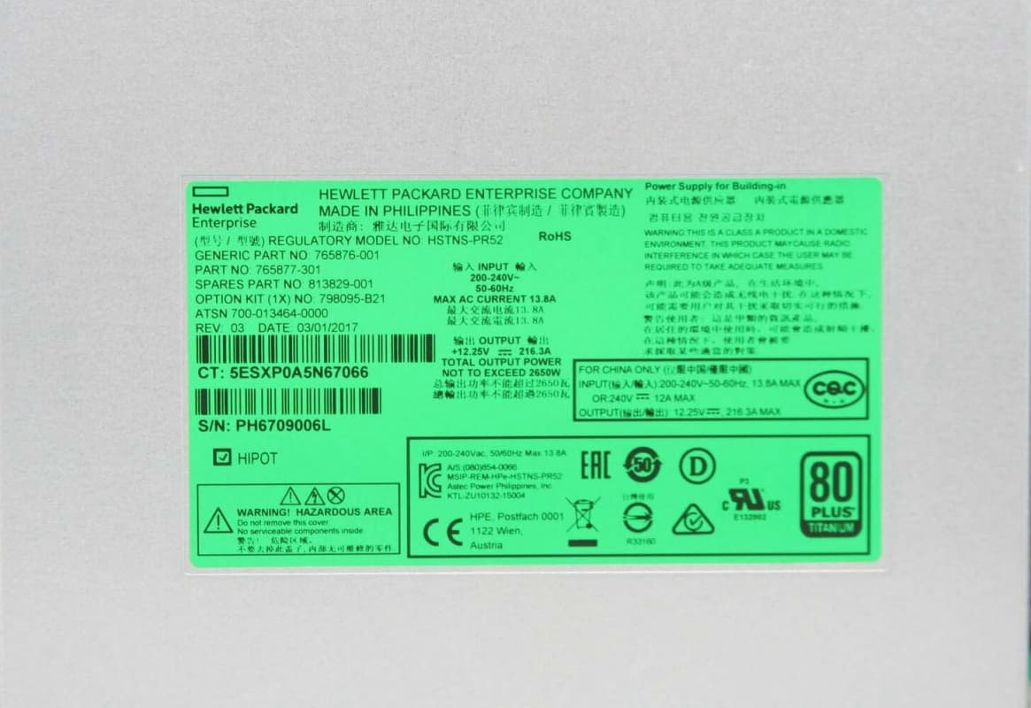 Резервный Блок Питания HP 765877-301 2650W