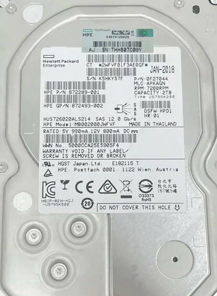 Жесткий диск HP 2Tb 7200 SAS 3.5" HDD 0F27044