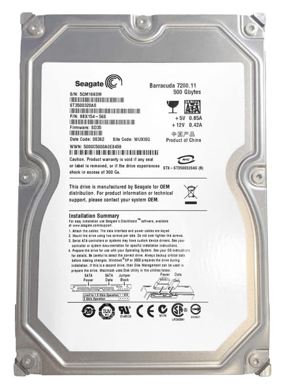 Жесткий диск Seagate ST3500320AS 500Gb  SATAII 3,5" HDD