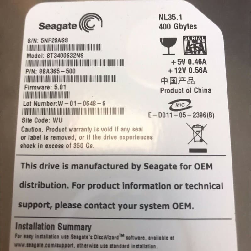 Жесткий диск Seagate 9BA365 400Gb  SATA 3,5" HDD