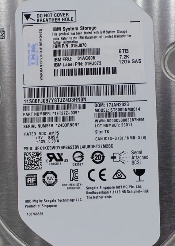 Жесткий диск IBM 01EJ070 6Tb 7200 SAS 3,5" HDD