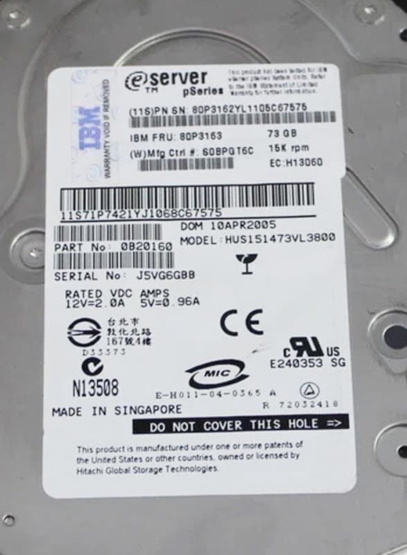 Жесткий диск IBM 80P3162 72,8Gb  U320SCSI 3.5" HDD