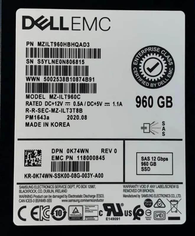 Жесткий диск Dell K74WN 960Gb SAS 2,5" SSD