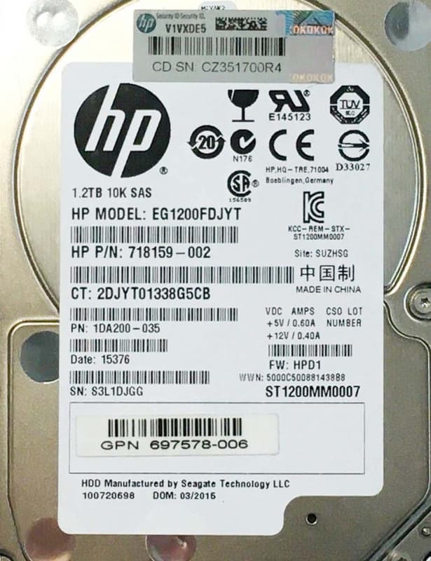 Жесткий диск HP 697578-006 1,2Tb  SAS 2,5" HDD