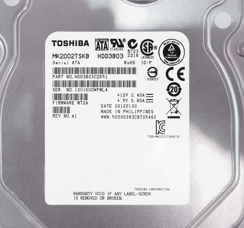 Жесткий диск Toshiba HDD3B03CZK51 2Tb  SATAII 3,5" HDD