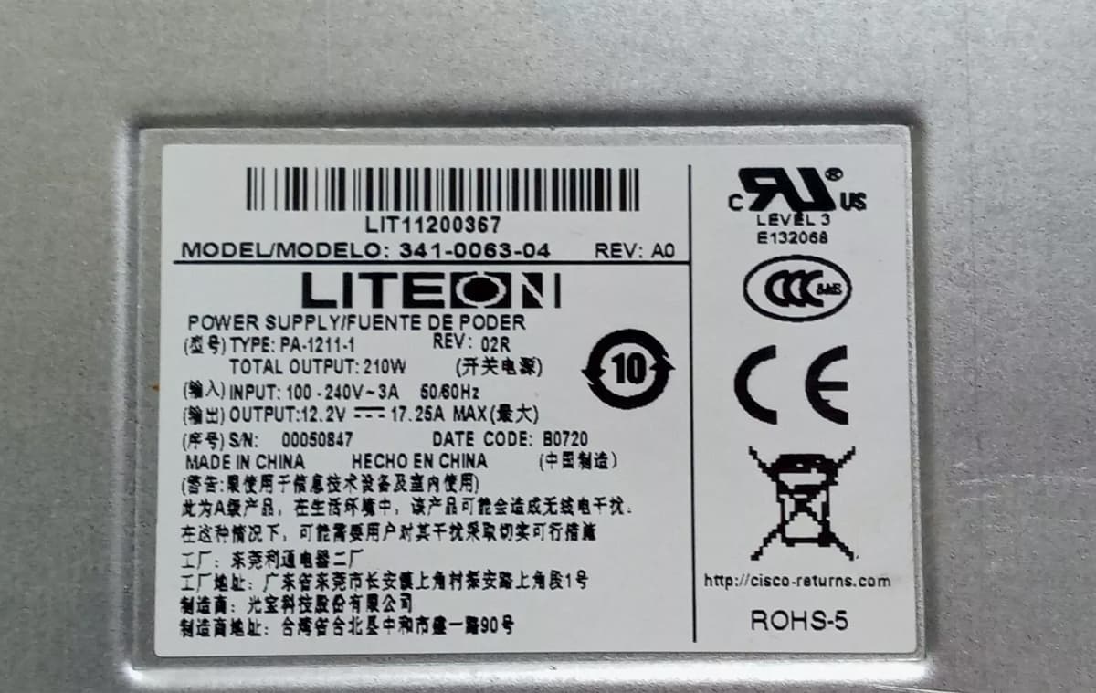 Блок Питания Cisco PA-1211-1 210W