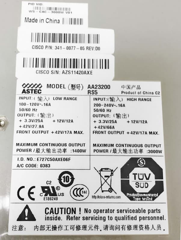 Резервный Блок Питания Cisco 341-0077 3000W