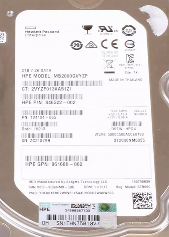 Жесткий диск HP MB2000GVYZF 2Tb SATAIII 3.5" HDD