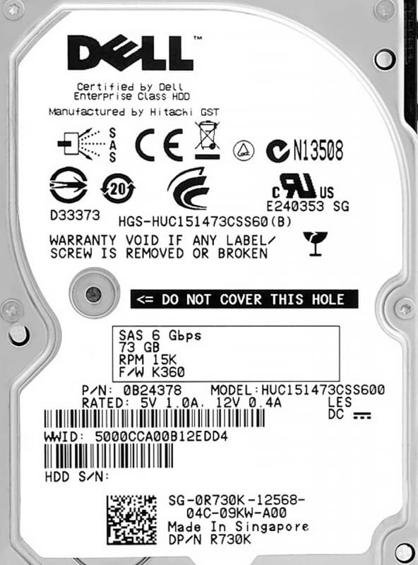 Жесткий диск Dell 0B24378 73Gb SAS 2,5" HDD