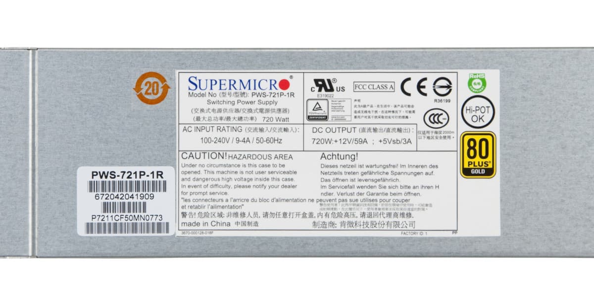 Резервный Блок Питания SuperMicro 672042041909 720W