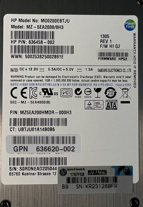 Жесткий диск HP 636620-002 200Gb SATAIII 2,5" SSD