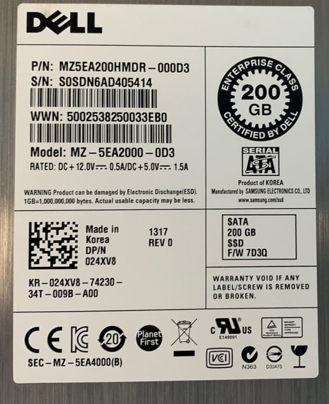 Жесткий диск Dell 24XV8 200Gb SATAII 2.5" SSD