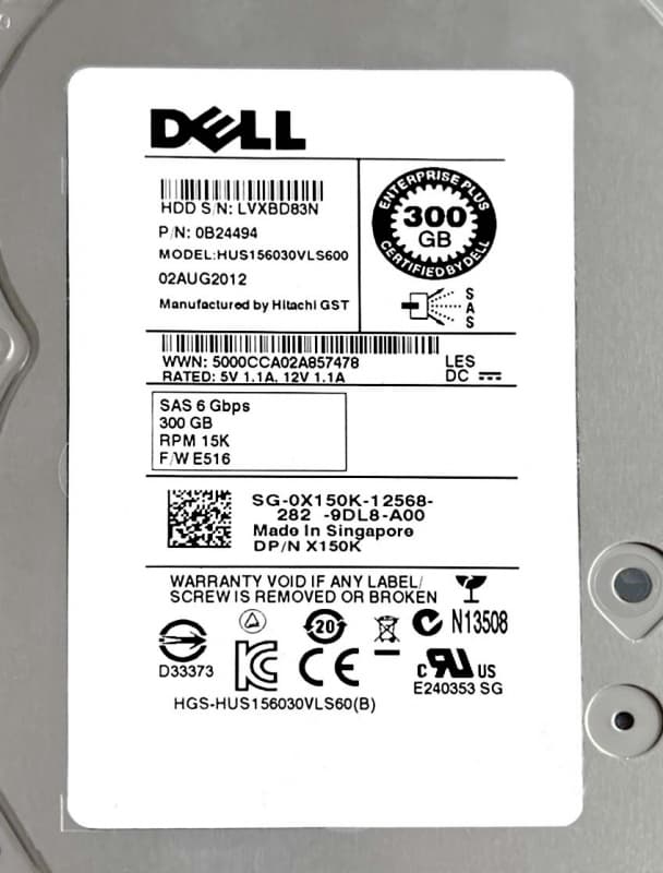 Жесткий диск Dell 0X150K 300Gb  SAS 3,5" HDD