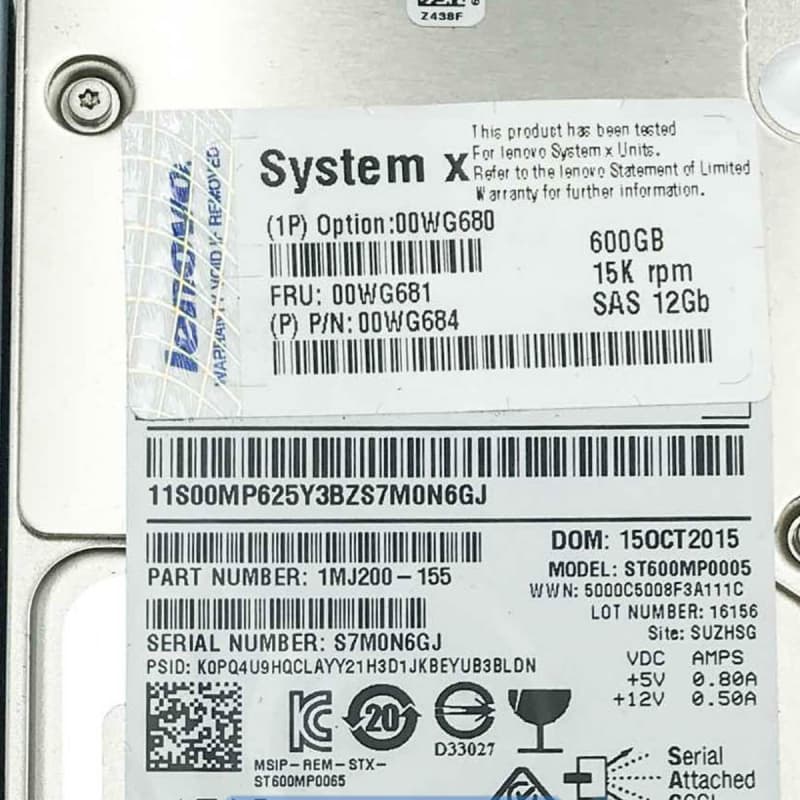 Жесткий диск Lenovo 00WG684 600Gb 15000 SAS 2,5" HDD