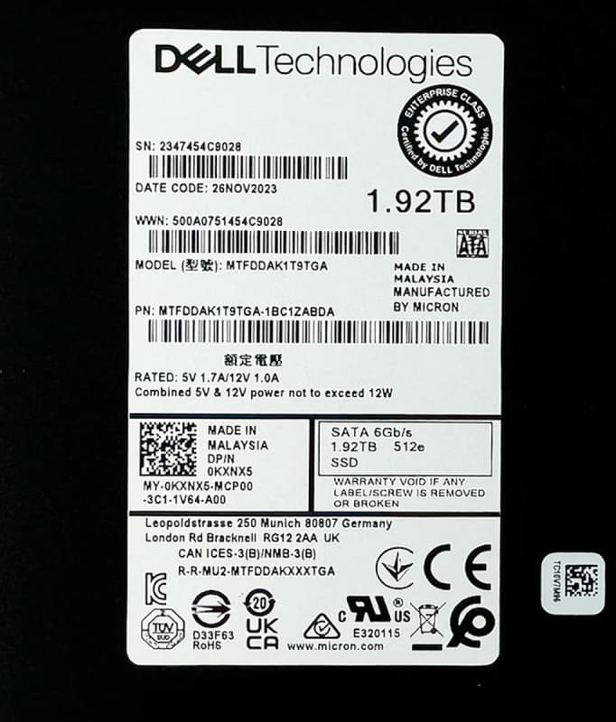 Жесткий диск Dell MTFDDAK1T9TGA-1BC1ZABDA 1.92TB SATAIII 2,5" SSD