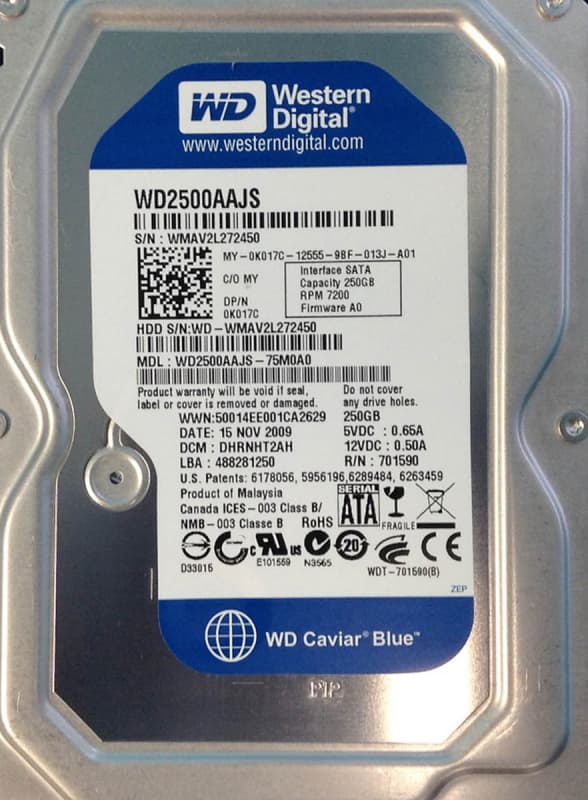 Жесткий диск Dell WD2500AAJS-75M0A0 250Gb  SATAII 3,5" HDD