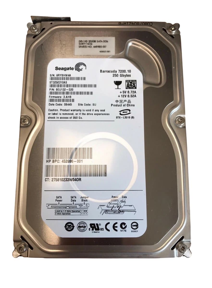 Жесткий диск Seagate 250Gb 7200 SATAII 3.5" HDD 452696-001