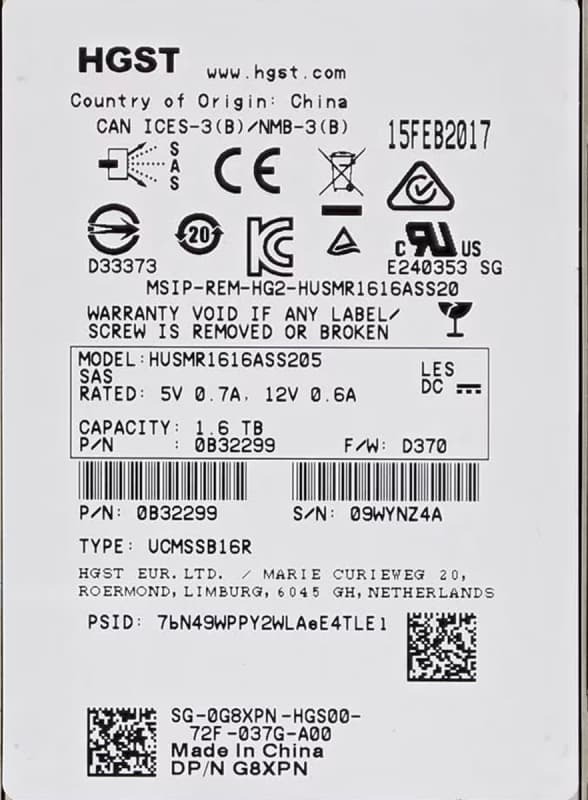 Жесткий диск Dell 0B32299 1.6TB SAS 2,5" SSD