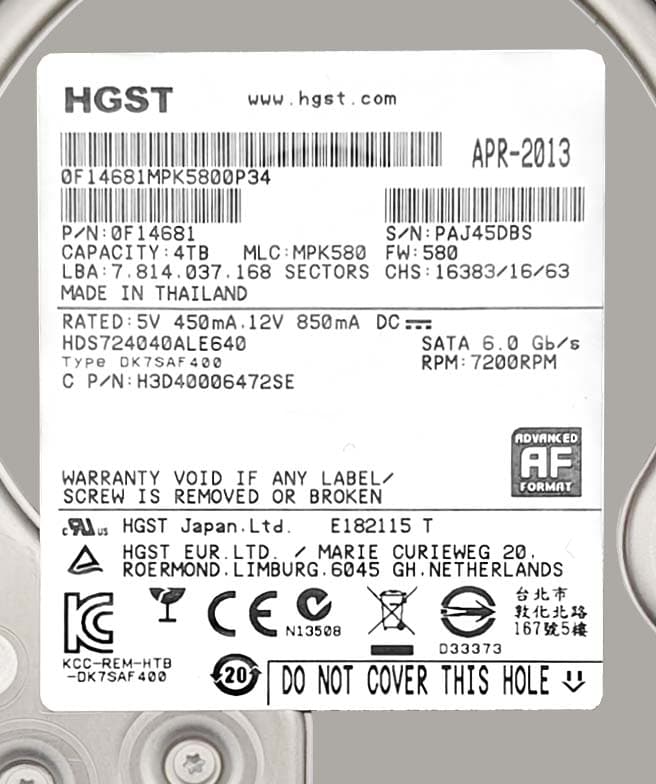 Жесткий диск Hitachi 0F14681 4Tb 7200 SATAIII 3.5" HDD