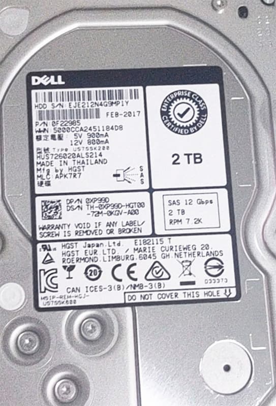 Жесткий диск Dell 0XP99D 2Tb 7200 SAS 3,5" HDD