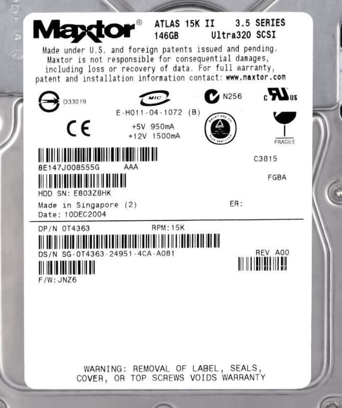 Жесткий диск Dell 0T4363 146Gb U320SCSI 3.5" HDD