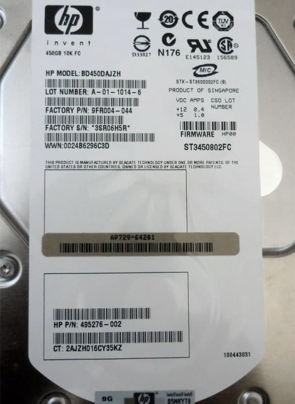 Жесткий диск HP AP731-64201 450Gb  Fibre Channel  3,5" HDD