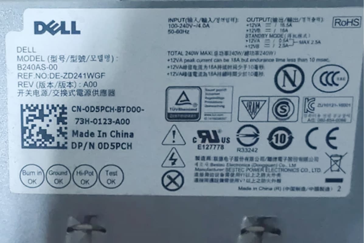 Блок Питания Dell 0D5PCH 240W