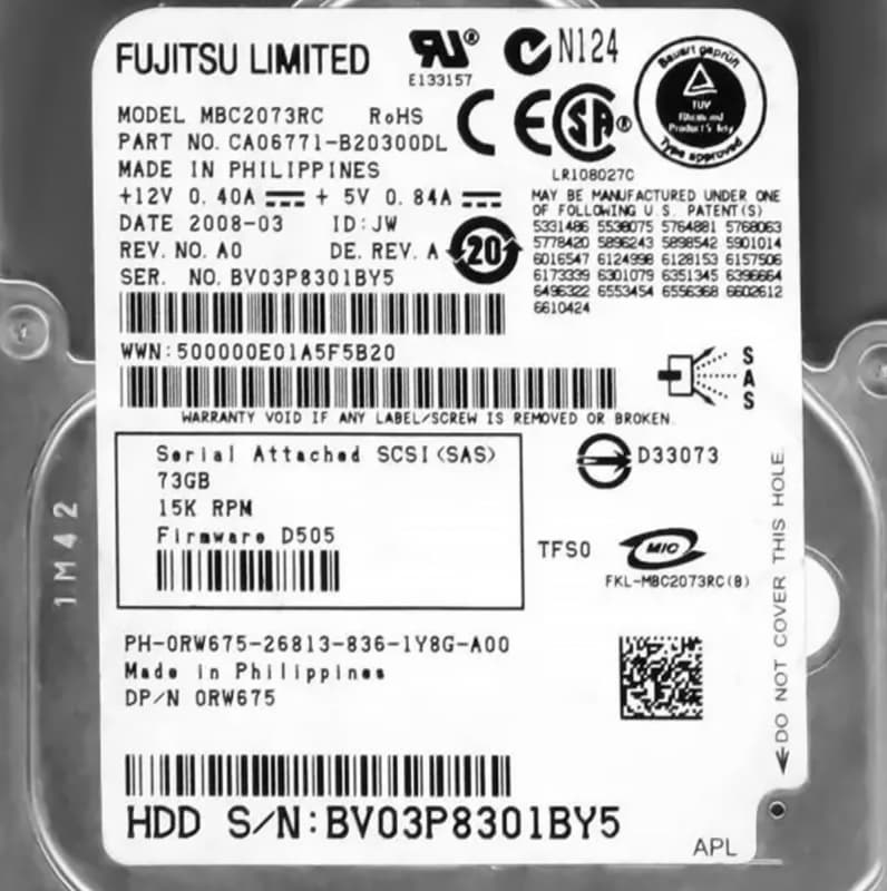 Жесткий диск Dell 0RW675 73Gb 15000 SAS 2,5" HDD
