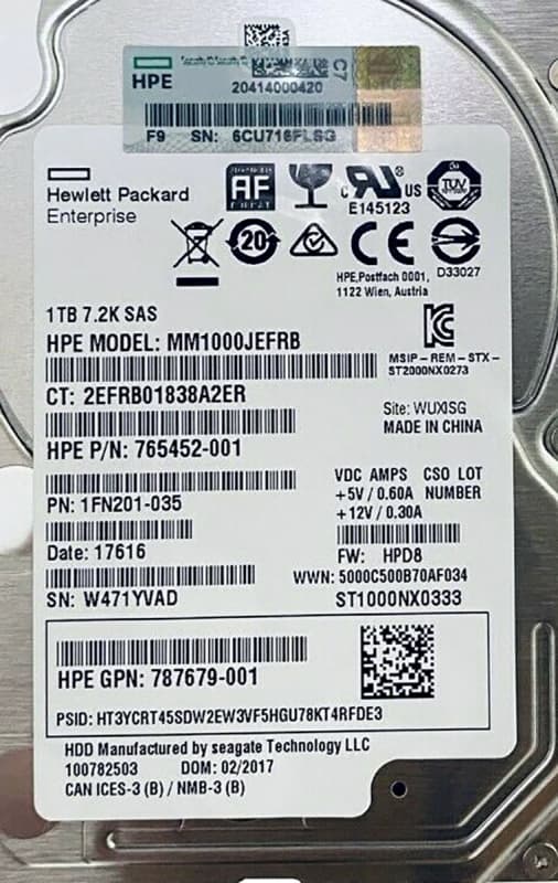 Жесткий диск HP 765452-001 1Tb 7200 SAS 2,5" HDD