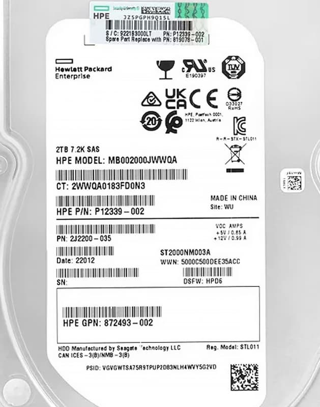 Жесткий диск HP 2J2200-035 2Tb 7200 SAS 3,5" HDD