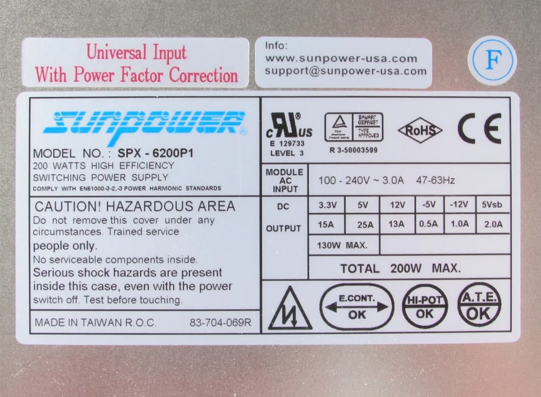 Блок Питания Sun SPX-6200P1 200W