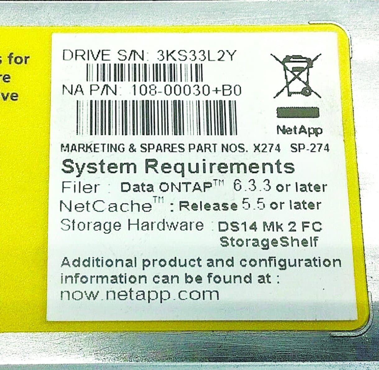 Жесткий диск  NetApp 147Gb 10000 Fibre Channel 3.5" HDD 108-00030+B0