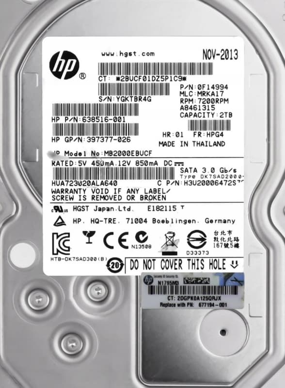 Жесткий диск HP 638516-001 2Tb 7200 SATAII 3.5" HDD