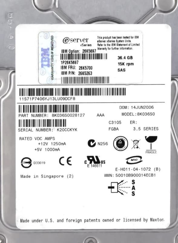 Жесткий диск IBM 26K5697 36Gb  SAS 3,5" HDD