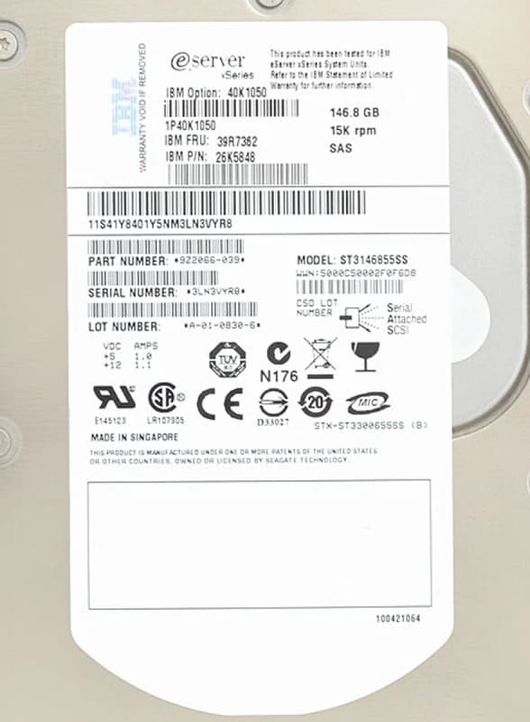 Жесткий диск IBM 39R7362 146,8Gb  SAS 3,5" HDD