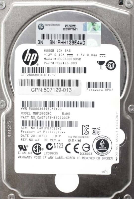 Жесткий диск HP 507129-013 600Gb  SAS 2,5" HDD