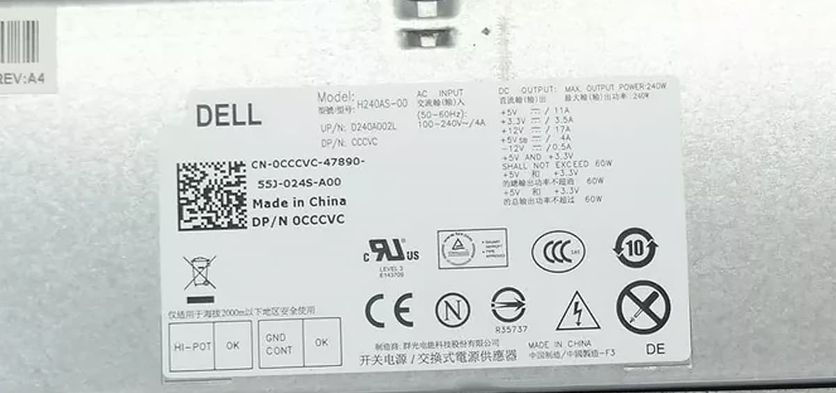 Блок Питания Dell 0CCCVC 240W