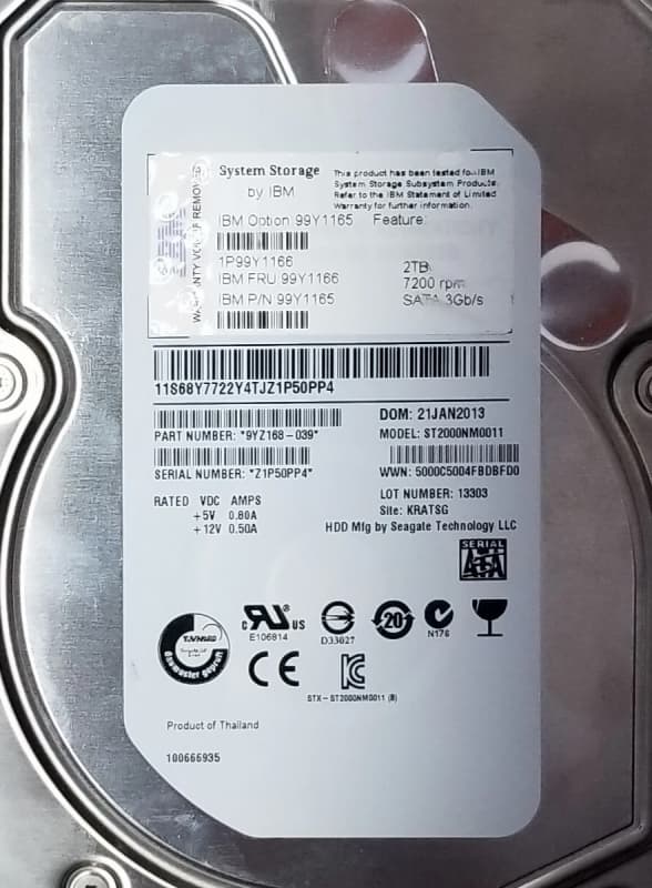 Жесткий диск IBM 99Y1165 2TB SATAIII 3,5" HDD
