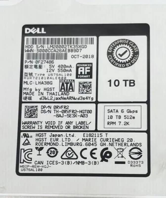 Жесткий диск Dell 0RVFR2 10Tb SATAIII 3,5" HDD