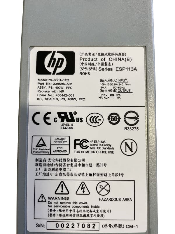 Резервный Блок Питания HP 406442-001 400W
