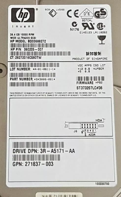 Жесткий диск HP BD03688272 36,4Gb  U320SCSI 3.5" HDD