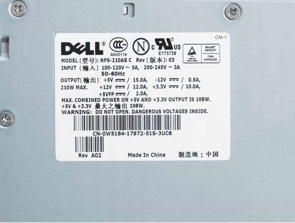 Блок Питания Dell 0W5184 210W