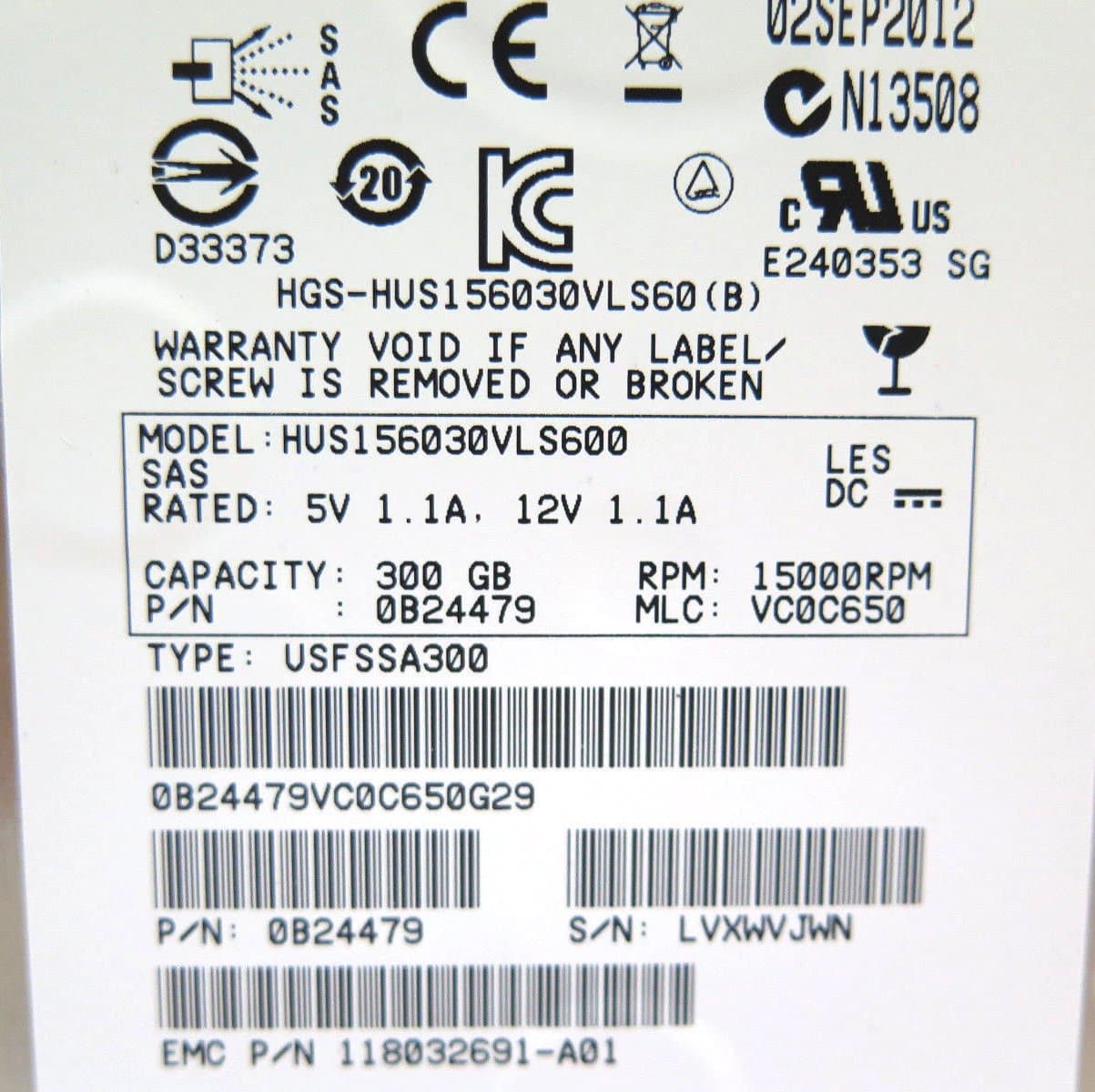 Жесткий диск EMC 0B24479 300Gb  SAS 3,5" HDD