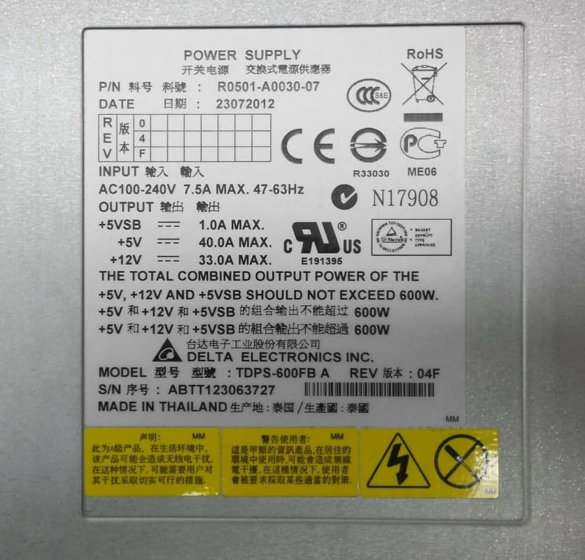 Резервный Блок Питания Hitachi 3285197-A 600W