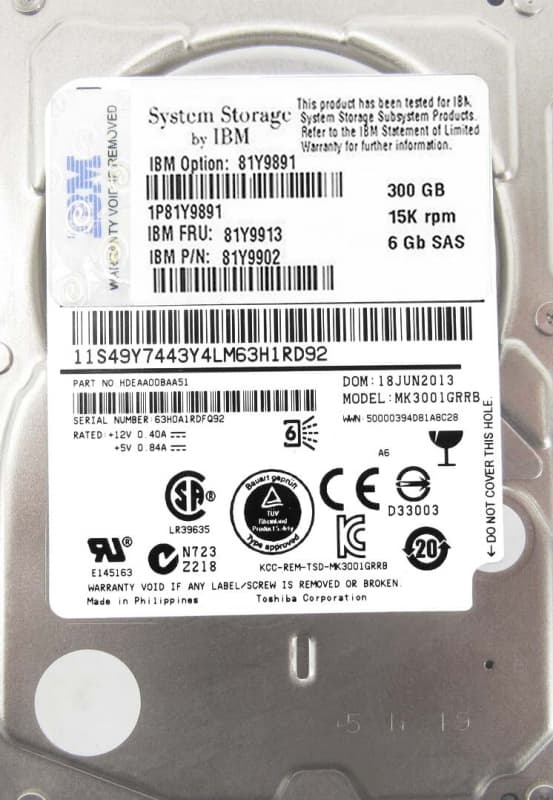 Жесткий диск IBM 81Y9891 300Gb 15000 SAS 2,5" HDD