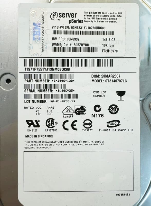 Жесткий диск IBM 03N6332 146GB U320SCSI 3.5" HDD