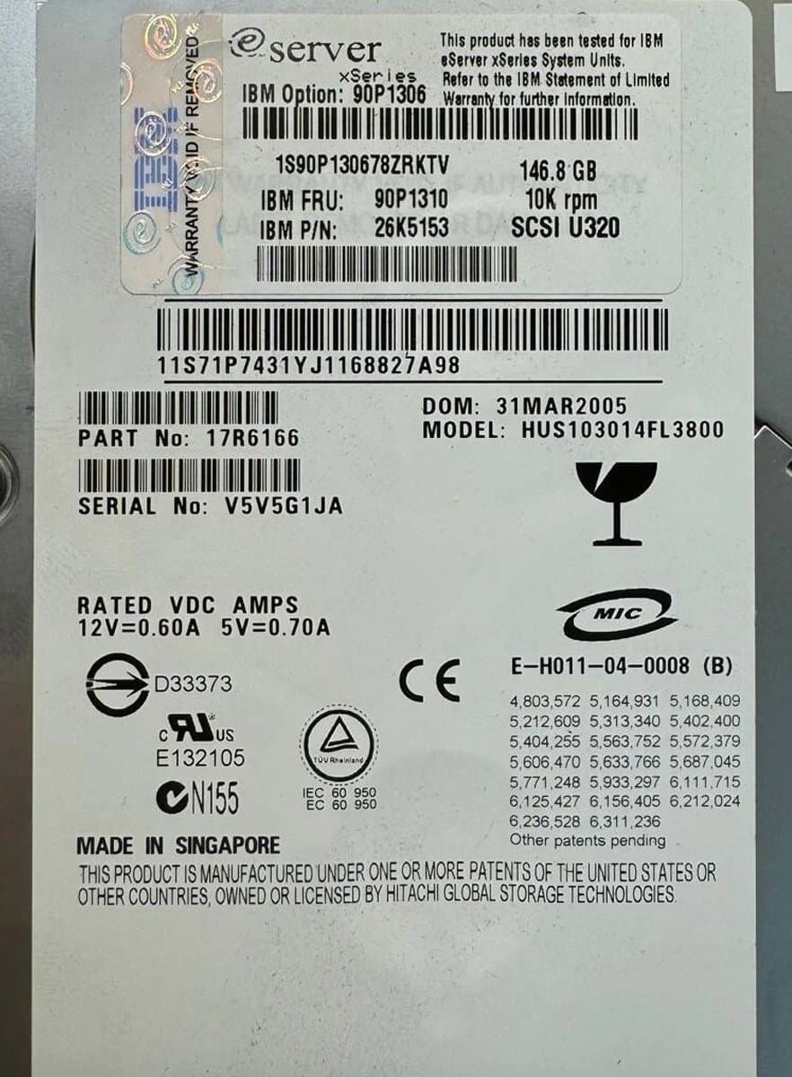 Жесткий диск IBM 146Gb 10000 U320SCSI 3.5" HDD 90P1310