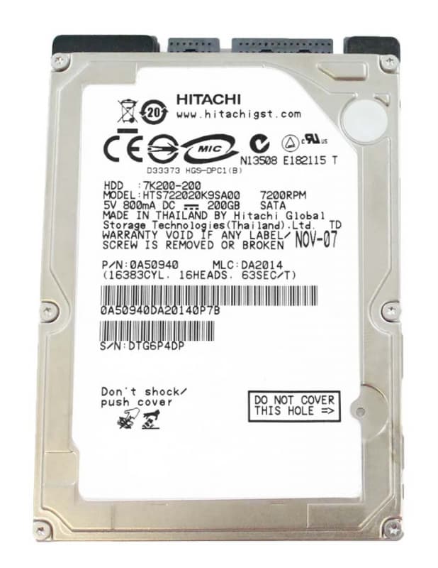 Жесткий Диск Hitachi 0A50940 200Gb SATA 2,5" HDD
