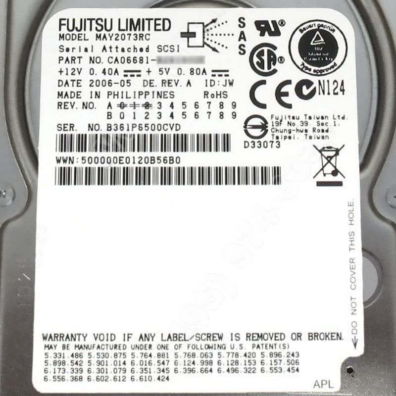 Жесткий диск Fujitsu CA06681-B27900WL 73Gb  SAS 2,5" HDD