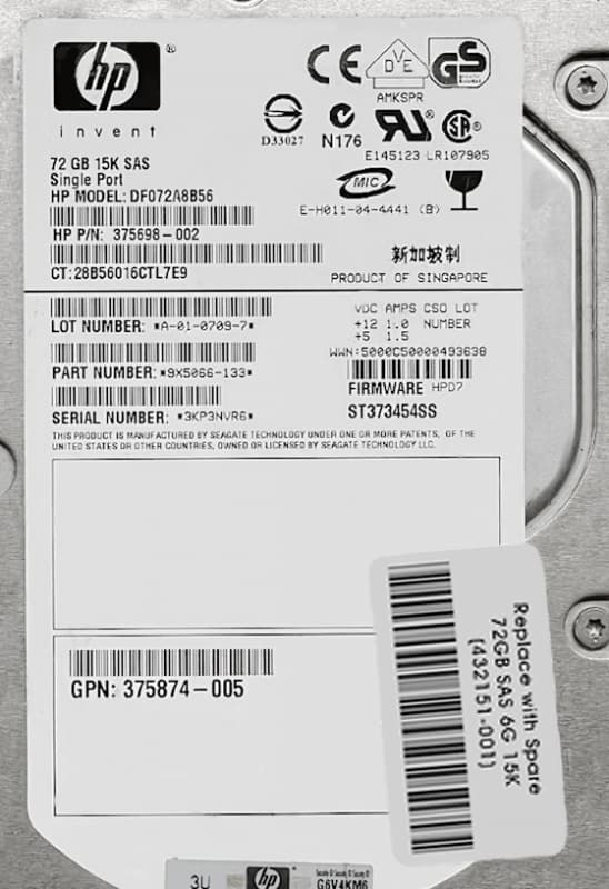 Жесткий диск HP 432095-B21 72Gb 15000 SAS 3,5" HDD